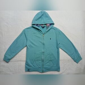 Polo Ralph Lauren Women Green Zip Up Hoodie Sweatshirt Size M (10-12)